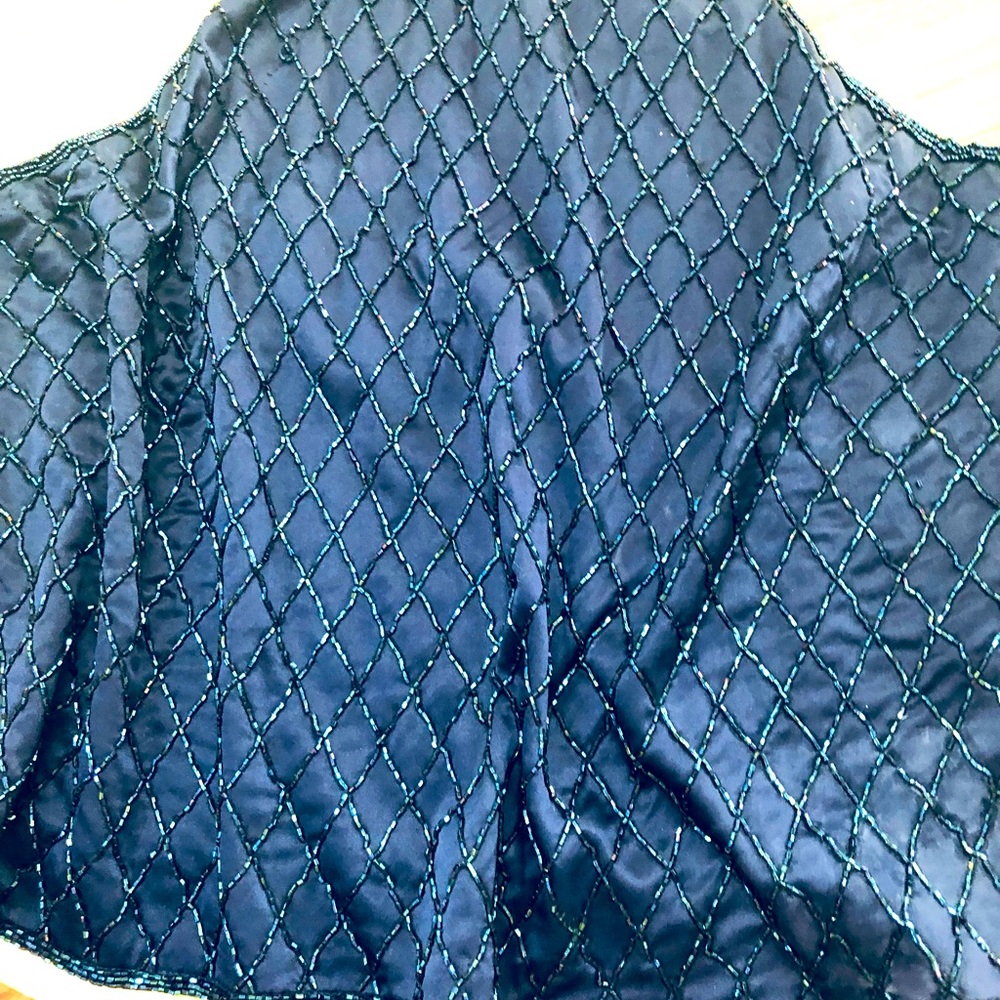 Dressy evening  beaded top navy blue with straps cross in back never worn